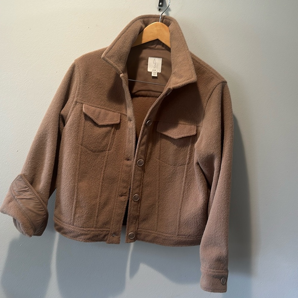 Joie - Tan cropped jacket brushed cotton blend